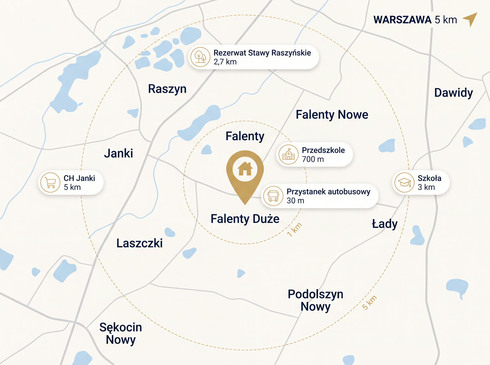 Mapa lokalizacji — Osiedle Falenty, Falenty Duże koło Warszawy
