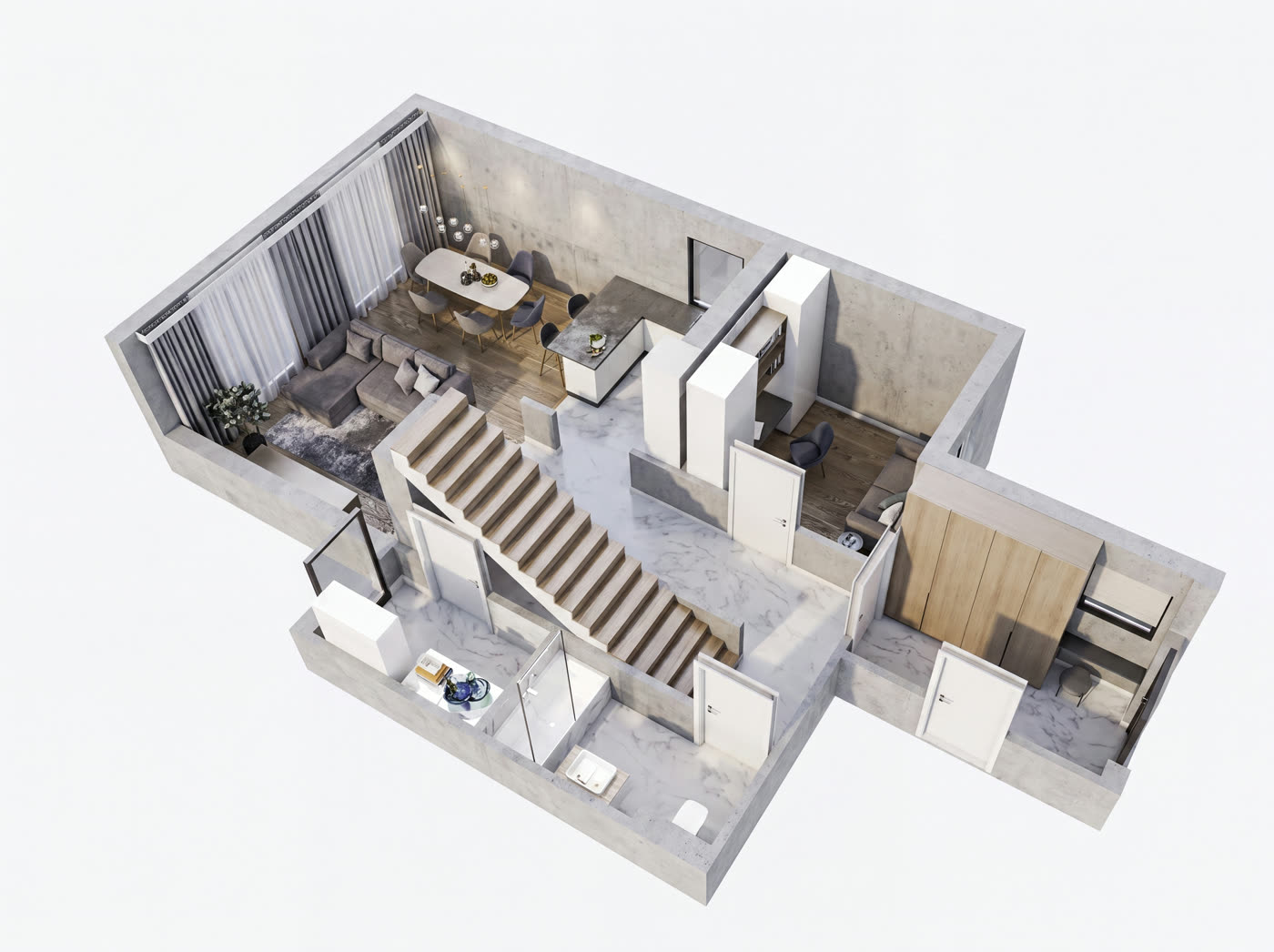 Plan 3D parteru domu na Osiedlu Falenty